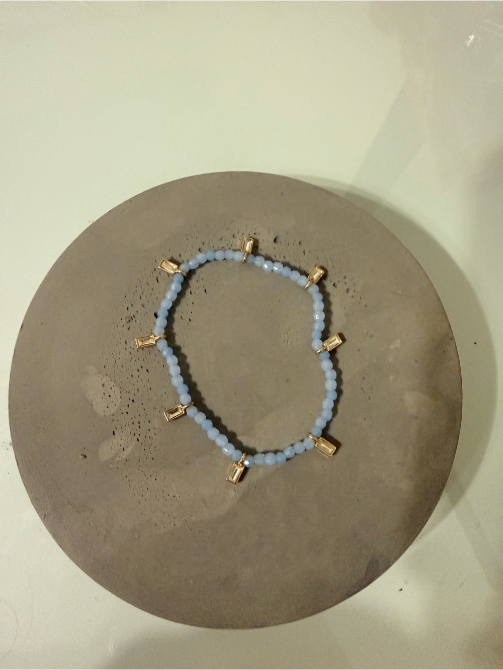 BaubleBar Light Blue Beaded Bracelet with Gold Accents